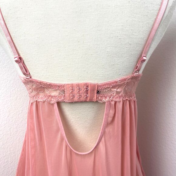 Pink Intimates Babydoll Sheer Lacy Camisole Lingerie Large Padded Bra Sexy Play - Picture 7 of 9